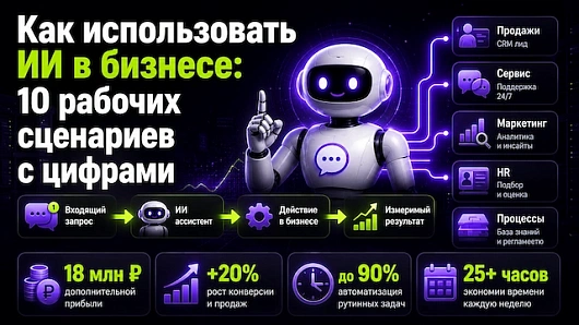 Как использовать ИИ в бизнесе: 10 рабочих сценариев с цифрами