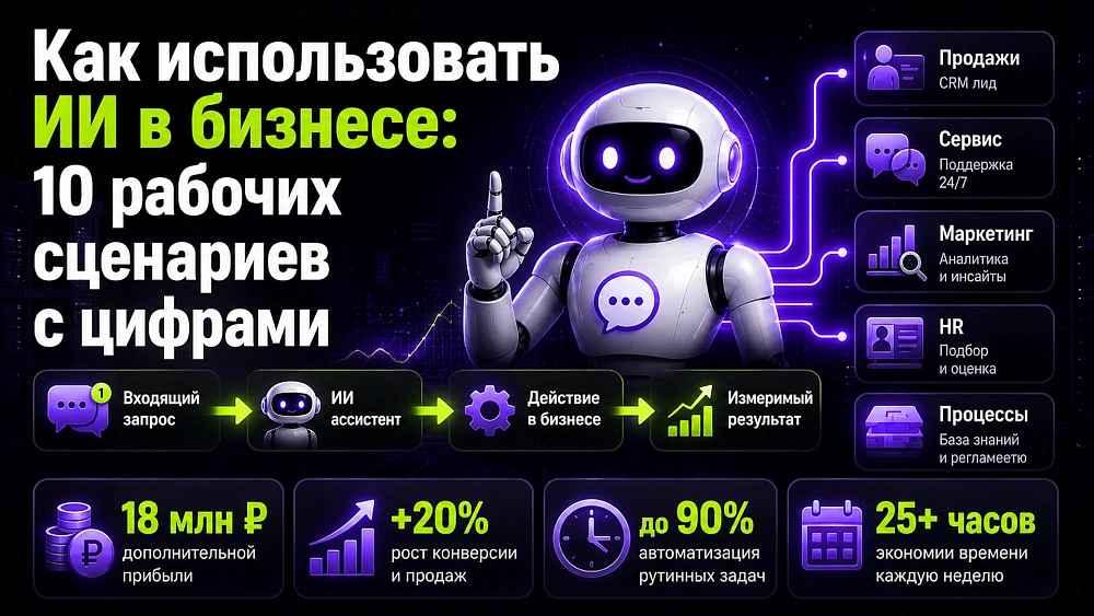 Как использовать ИИ в бизнесе: 10 рабочих сценариев с цифрами