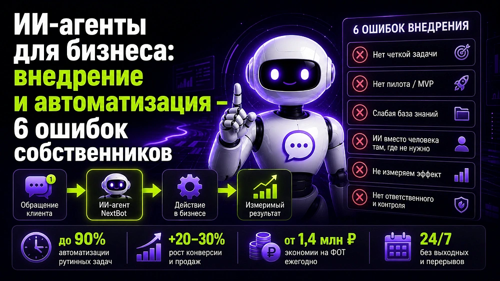 ИИ-агенты для бизнеса: внедрение и автоматизация – 6 ошибок собственников