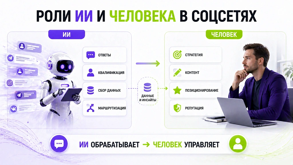 Искусственный интеллект в соцсетях: как снизить нагрузку и увеличить охваты Искусственный интеллект в соцсетях: как снизить нагрузку и увеличить охваты